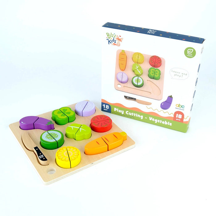 Montessori medinis daržovių pjaustymo rinkinys