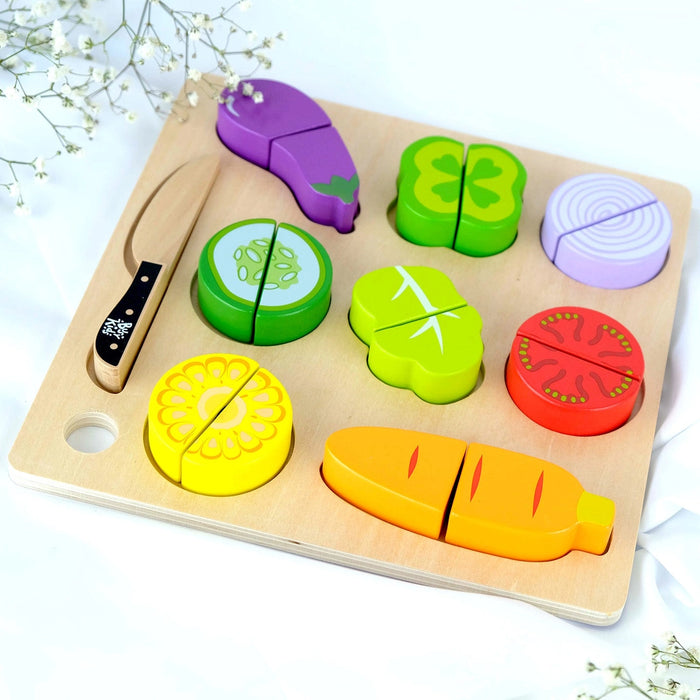 Montessori medinis daržovių pjaustymo rinkinys