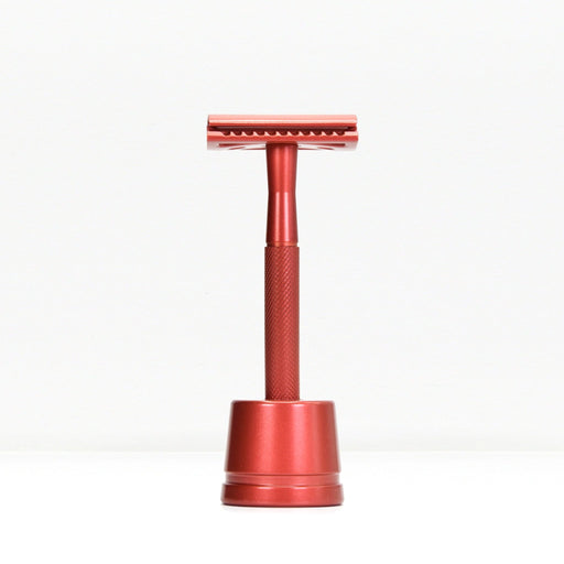 Daugkartinis metalinis skustuvas Bambaw Red su stovu - Nula | Priemonės tvaresnei Tavo kasdienai# - product_vendor#