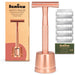 Daugkartinis metalinis skustuvas Bambaw Rose Gold su stovu - Nula | Priemonės tvaresnei Tavo kasdienai# - product_vendor#