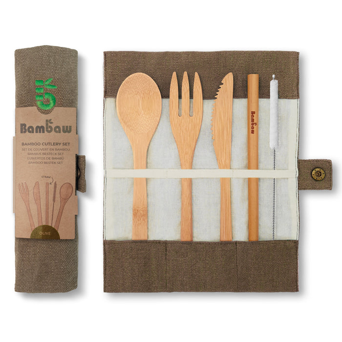 Bambukinis stalo įrankių rinkinys Bambaw Olive